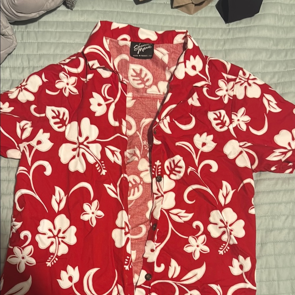 Red Floral Casual Button Down Shirt for Men